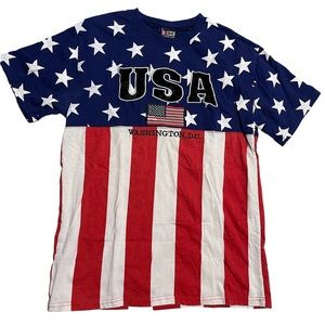 Vintage USA American Flag Washington DC 4th of July T-Shirt Double Sided Graphic